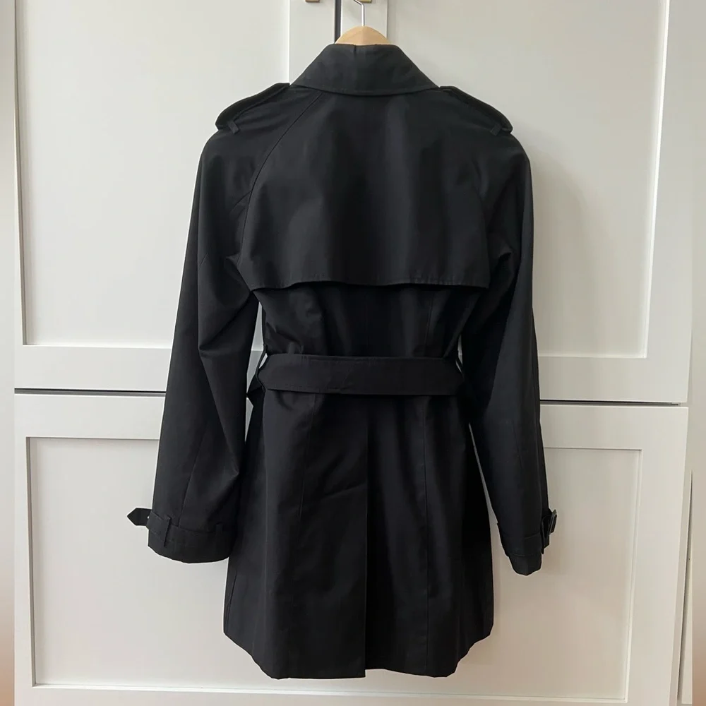 Black Burberry Trench • full check interior lining • removable belt - Size US 2 - Picture 8 of 16